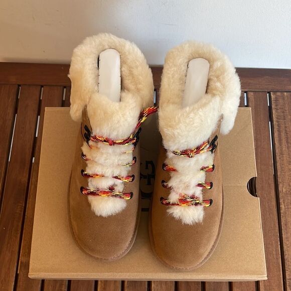 UGG Classic Mini Alpine Lace Boots Chestnut Women Size 7 - Picture 9 of 14